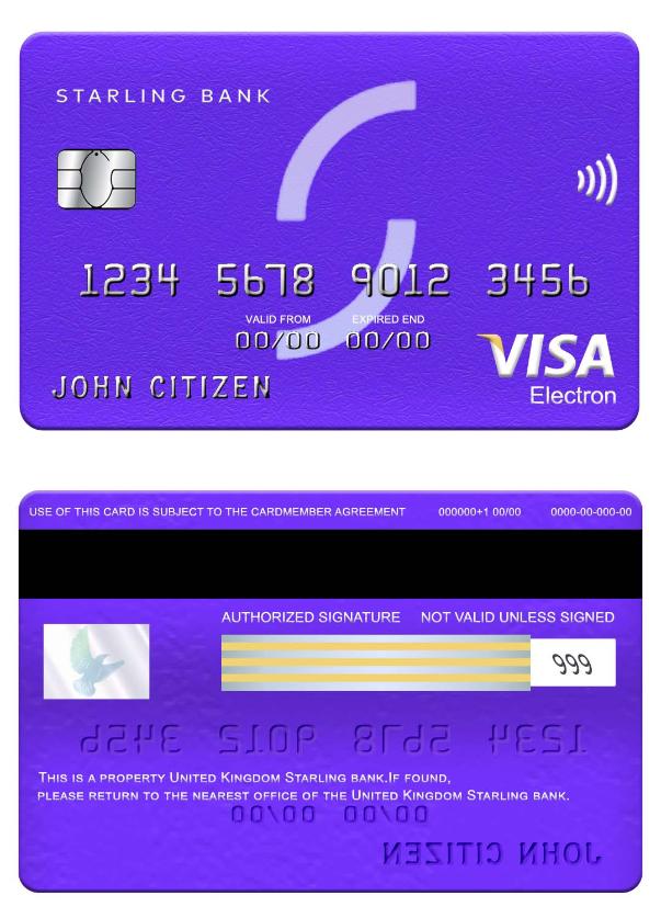 United Kingdom Starling bank visa electron card